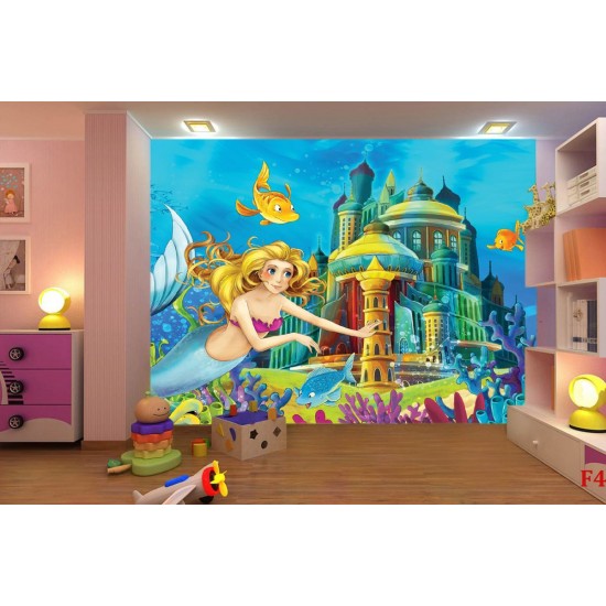 Photo mural the little mermaid and a castle Photo mural the little mermaid and a castle