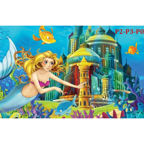 Photo mural the little mermaid and a castle Photo mural the little mermaid and a castle