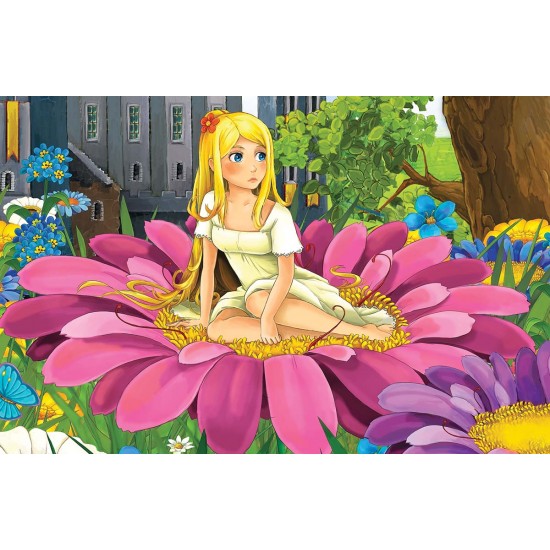 Wallpapers mural little girl in a big pink flower