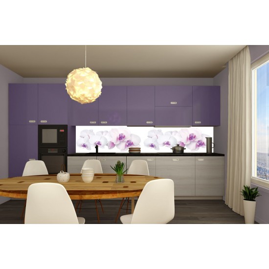 Wall murals for a kitchen lined white orchids with pink Wall murals for a kitchen lined white orchids with pink