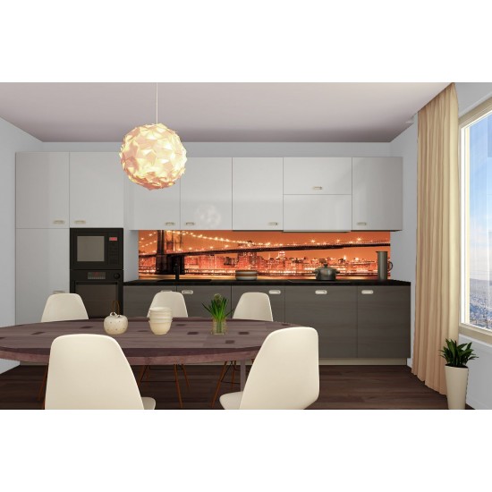 Photo mural for a kitchen print bridge in orange