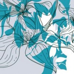 Wall murals for a kitchen art leaves blue gamut
