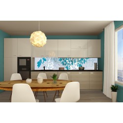 Wall murals for a kitchen art leaves blue gamut