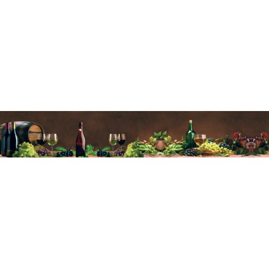Wall murals for a kitchen composition of wine and grape on brown background Wall murals for a kitchen composition of wine and grape on brown background