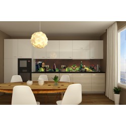 Wall murals for a kitchen composition of wine and grape on brown background
