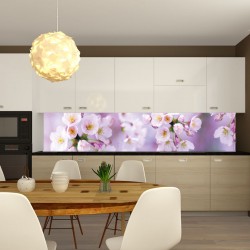 Photo mural for a kitchen spring colour in pink