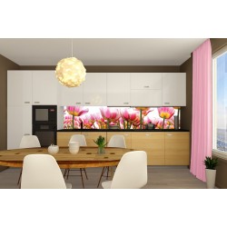 Wall murals for a kitchen with tulips in a garden