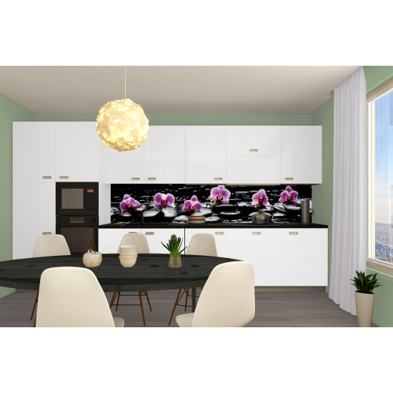 Photo mural for a kitchen pink orchids black background Photo mural for a kitchen pink orchids black background