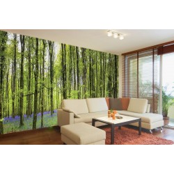 Wall mural green forest with purple flowers maxi size Wall mural green forest with purple flowers maxi size