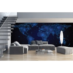 Photo wall  dark world map with space stars in 2 colors