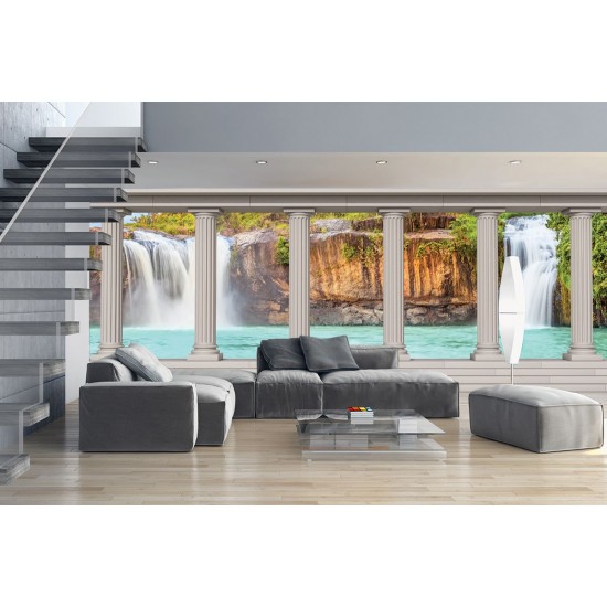 Wall mural beautiful waterfalls with columns maxi size Wall mural beautiful waterfalls with columns maxi size