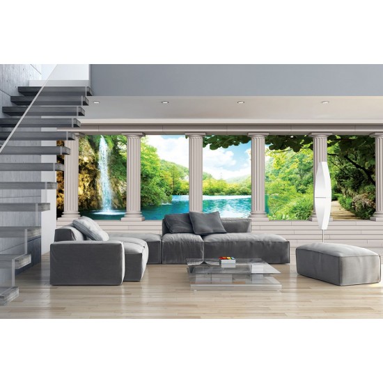 Wall mural beautiful waterfalls in Thailand with columns maxi size Wall mural beautiful waterfalls in Thailand with columns maxi size
