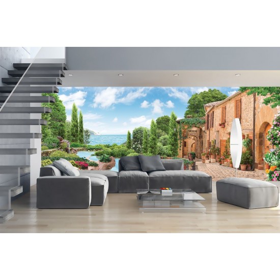 Wall mural maxi size combination beautiful view sea and garden Wall mural maxi size combination beautiful view sea and garden