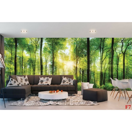 Wall mural green sunny forest maxi size Wall mural green sunny forest maxi size