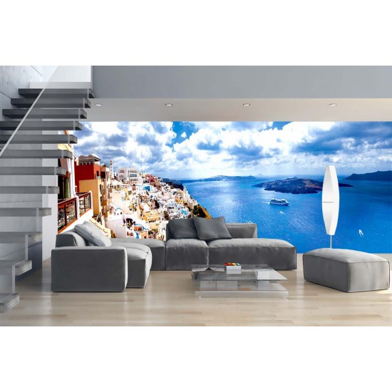 Wall mural maxi beautiful view Santorini buildings and sea