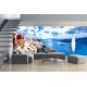Wall mural maxi beautiful view Santorini buildings and sea